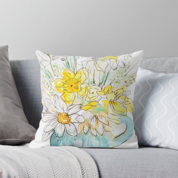 Item preview, Hand painted watercolor daffodils, yellow & white flowers spring floral art designed and sold by Paintingladycat.