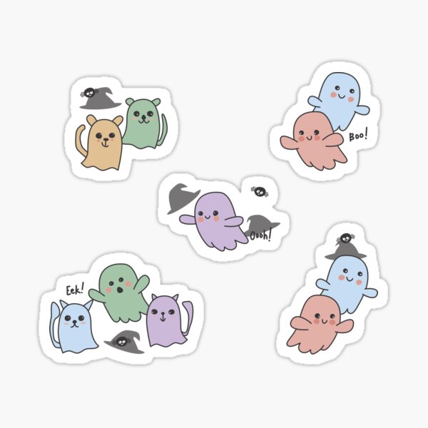 Friendly Ghosts Halloween Pattern Sticker