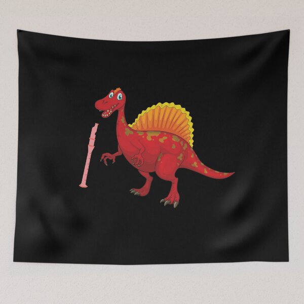 Item preview, Dinosaur Playing Flute ,Funny Good Dinosaur Flute Lovers Red Design designed and sold by pedrored369.