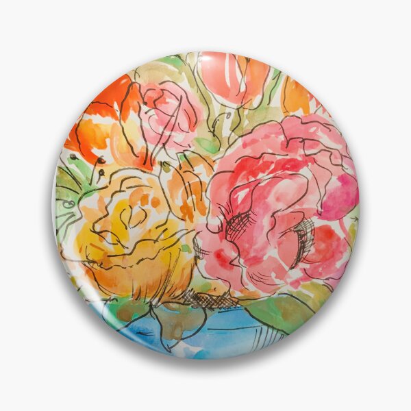 Item preview, Pink roses & orange tulip watercolor hand painted tshirt, top, floral mug, flower sticker  designed and sold by Paintingladycat.