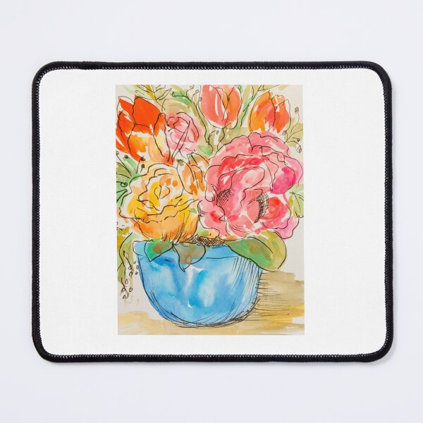 Item preview, Pink roses & orange tulip watercolor hand painted tshirt, top, floral mug, flower sticker  designed and sold by Paintingladycat.