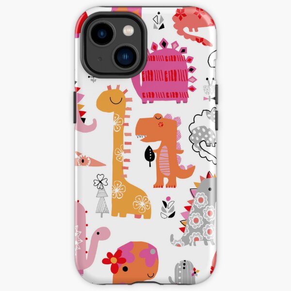 Pink and orange dino's iPhone Tough Case