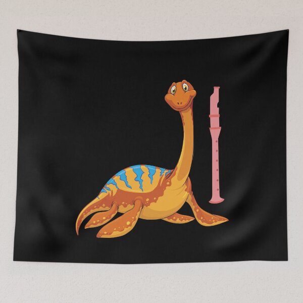 Artikelvorschau, Dinosaurier, der Flöte spielt, lustige gute Dinosaurier-Flötenliebhaber, niedliches orangefarbenes Design entworfen und verkauft von pedrored369.