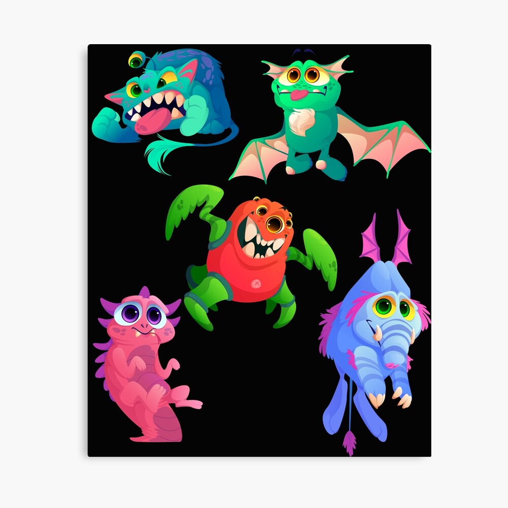 Cute Monsters,Funny Alien Animals With Teeth Cute Monsters,Funny Alien Animals With Teeth