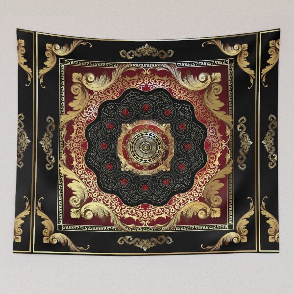 Item preview, Ornate Baroque Filigree Red Black Gold Greek Key Meander designed and sold by Yiorgos Designs.