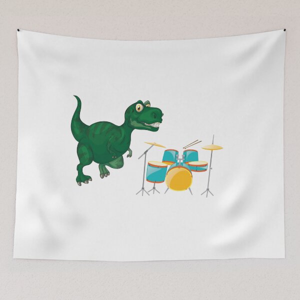 Artikelvorschau, Dinosaurier, der Trommeln spielt, lustige gute Dinosaurier-Trommel-Liebhaber cooles grünes Design entworfen und verkauft von pedrored369.