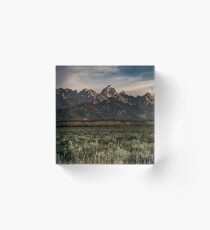 Travel Mountain Nature Trees Tapestry - Grand Tetons - Jackson Hole Wyoming Acrylic Block