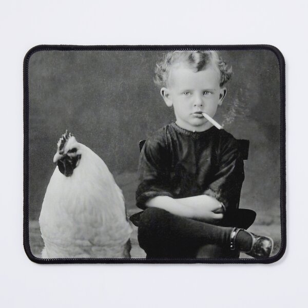 Item preview, Boy With Chicken Rooster Smoking Cigarette designed and sold by AestheticsXarts.