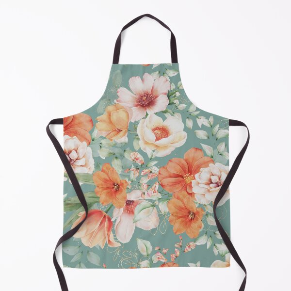 Artikelvorschau, Peach Florals with Painted Speckles on Teal entworfen und verkauft von meggydesigns.