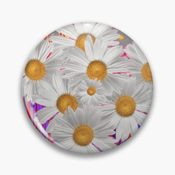 Item preview,  WHITE SHASTA DAISY PINK-GREY PATTERN ART  designed and sold by sharlesart.