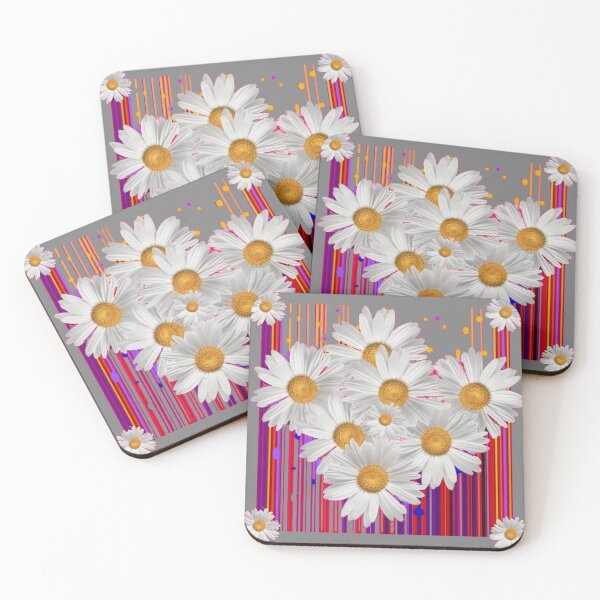 Item preview,  WHITE SHASTA DAISY PINK-GREY PATTERN ART  designed and sold by sharlesart.