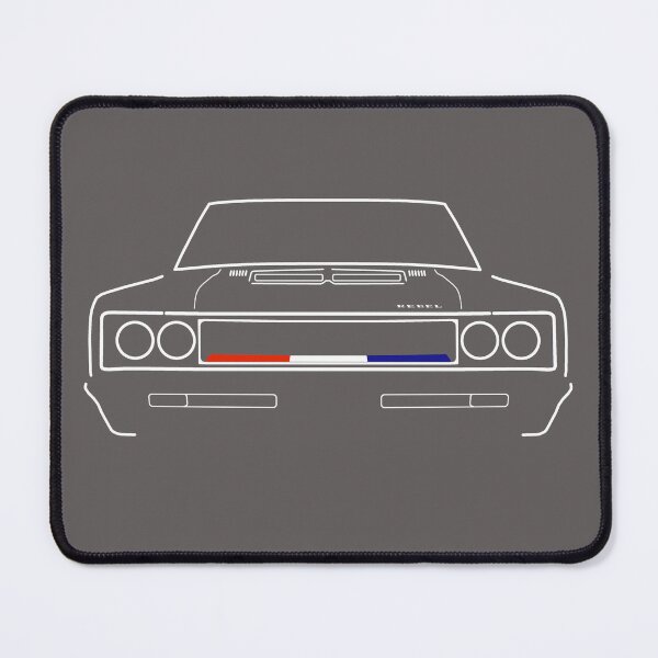 Item preview, AMC Rebel The Machine 1970 classic muscle car white outline graphic designed and sold by soitwouldseem.