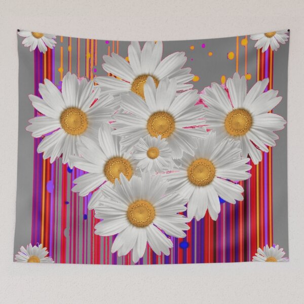 Item preview,  WHITE SHASTA DAISY PINK-GREY PATTERN ART  designed and sold by sharlesart.