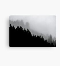 Tree Fog Forest - Not Tree Frog Forest (Cascadia Travel Trees) the misty trees in nature photograph Canvas Print