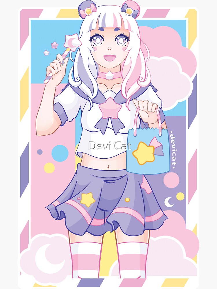 Thumbnail 3 of 3, Sticker, CandiCat Magical Girl • 2021 designed and sold by devicatoutlet.