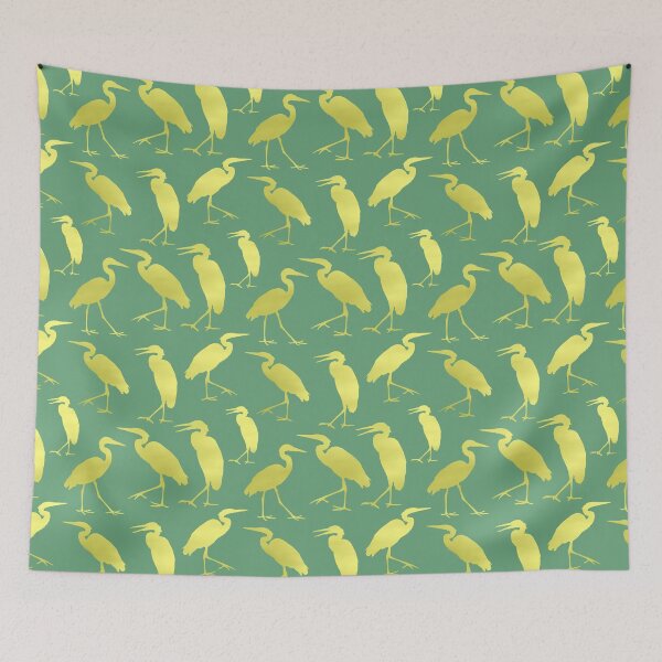 Item preview, Garden Greens Collection Blue Heron Walking on Green 3 Repeat 5748 designed and sold by Art in My Loft.