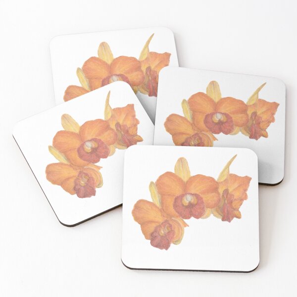 Item preview, nature, flora, orchid, orange, yellow, red, pastel sec, drawing, bebicervin designed and sold by BebiCervin.