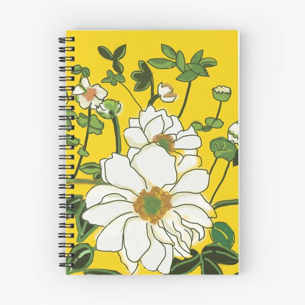 Artikelvorschau, Weiße Blüten auf leuchtendem Gelb entworfen und verkauft von Yolanda Designs.