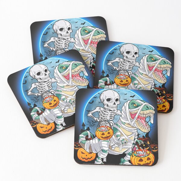 Item preview, Halloween Skeleton Riding Mummy Dinosaur T rex Pumpkin Funny . designed and sold by IppolitoFerraro.