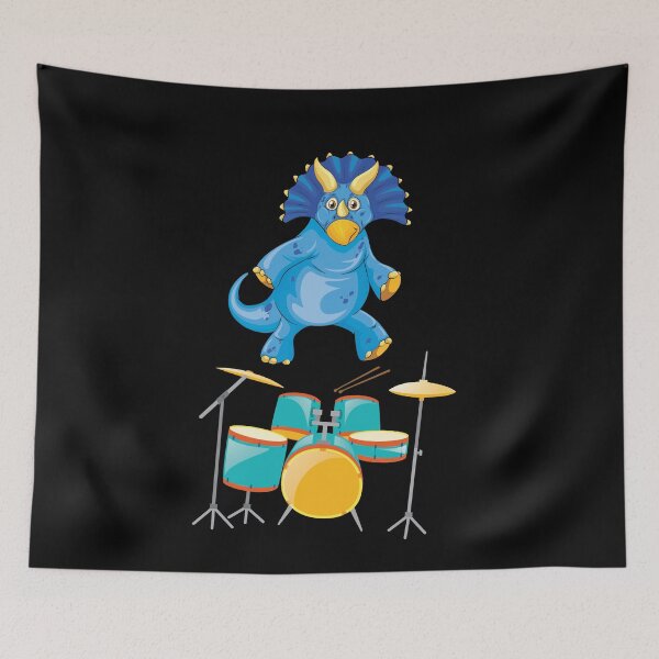 Item preview, Dinosaur Playing Drums ,Funny Good Dinosaur Drums Lovers Blue Design designed and sold by pedrored369.