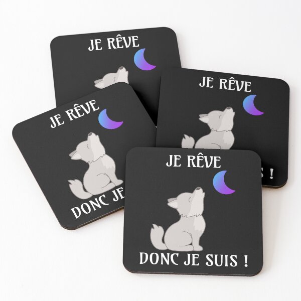 Aperçu de l'œuvre Je Rêve Donc Je Suis - Bébé Loup Et Lune Bleue créée et vendue par Apikoedesign.
