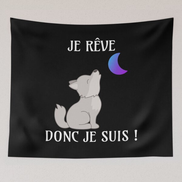 Aperçu de l'œuvre Je Rêve Donc Je Suis - Bébé Loup Et Lune Bleue créée et vendue par Apikoedesign.