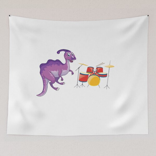 Item preview, Dinosaur Playing Drums ,Funny Good Purple Dinosaur Drums Lovers Art designed and sold by pedrored369.