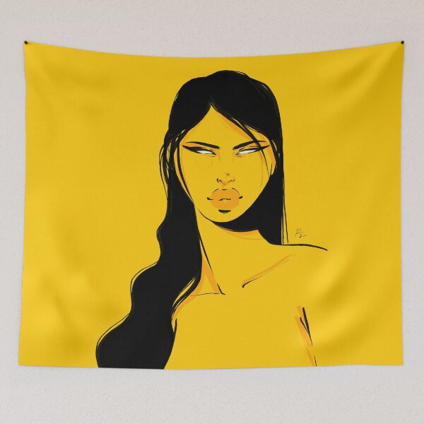 Item preview, Fierce portrait of brunette with big lips designed and sold by Rickard Bengtsson.