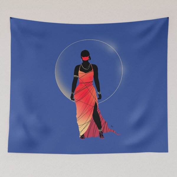 Item preview, Elegant red dress against the moon designed and sold by Rickard Bengtsson.