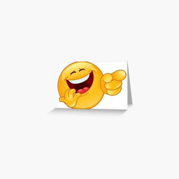 Laughing Emoji Pointing Greeting Card For Sale By Dusicap Redbubble