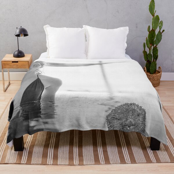 Item preview, Otter Enough To Swim, conservation photographic artwork - black and white art designed and sold by Bob-Moon-Art.