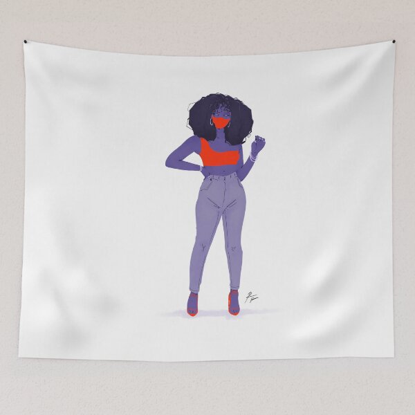 Item preview, Cool fashionista in neon orange and curly hair designed and sold by Rickard Bengtsson.