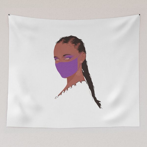 Item preview, Portrait of pretty girl with face mask and braids designed and sold by Rickard Bengtsson.