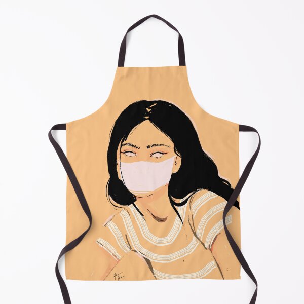 Item preview, Brunette girl in striped shirt and face mask designed and sold by Rickard Bengtsson.