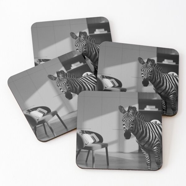 Item preview, Zebra At Home, conservation photographic artwork - black and white art designed and sold by Bob-Moon-Art.