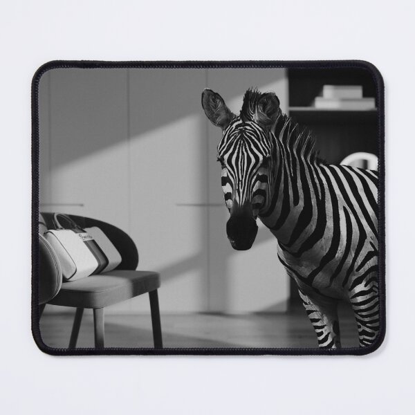 Item preview, Zebra At Home, conservation photographic artwork - black and white art designed and sold by Bob-Moon-Art.