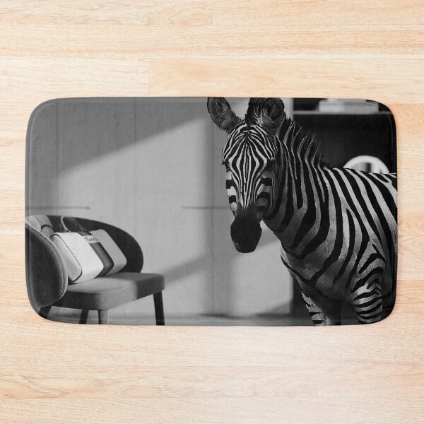 Item preview, Zebra At Home, conservation photographic artwork - black and white art designed and sold by Bob-Moon-Art.