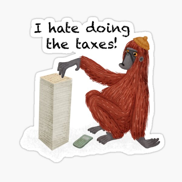 Orangutan doing taxes Sticker