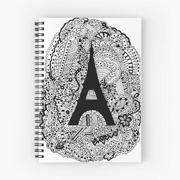 Aperçu de l'œuvre Doodle noir et blanc de la Tour Eiffel de Paris créée et vendue par Ruta Rudminaite.