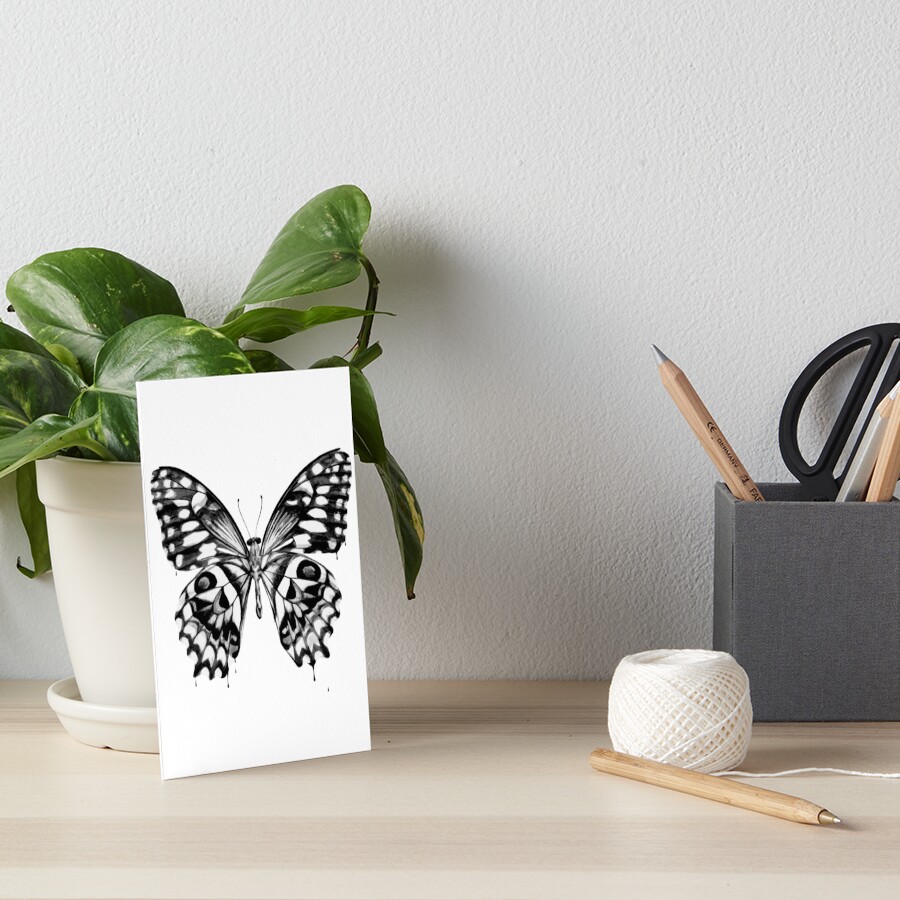 Black butterfly Art Board Print