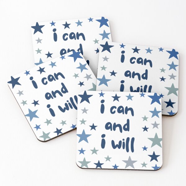 Item preview, I can and i will,, inspirational life quote and blue stars from blue color palette  designed and sold by Sanaura.