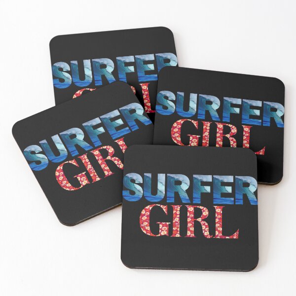 Item preview, Surfer Girl In Wave And Flower Print Lettering designed and sold by DaydreamerDzine.
