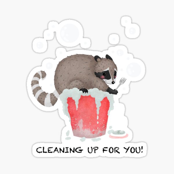 Cleaning Raccoon Sticker