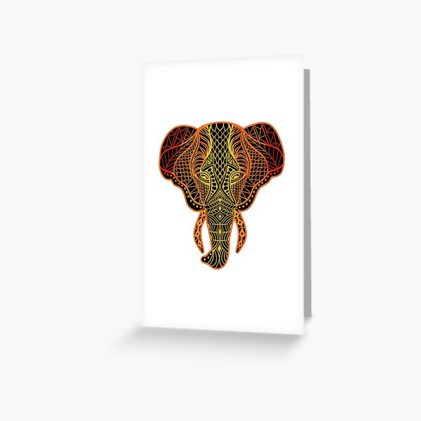 Mandala Elephant - Warm Tones Greeting Card