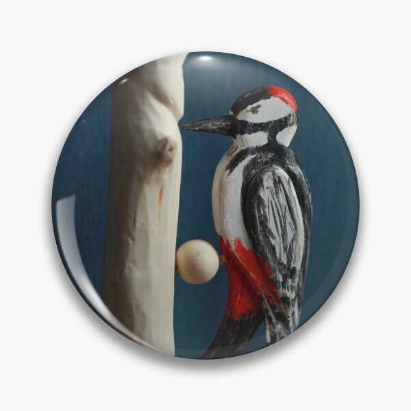 Item preview, bird red-headed woodpecker wooden toy close-up designed and sold by mrivserg.