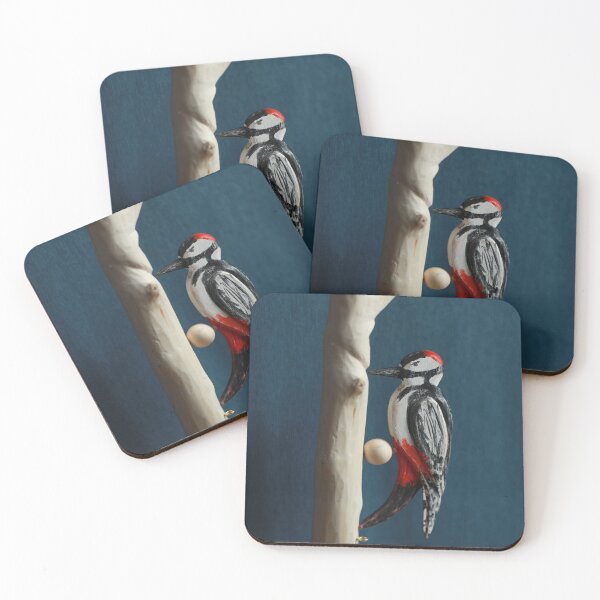 Item preview, bird red-headed woodpecker wooden toy close-up designed and sold by mrivserg.