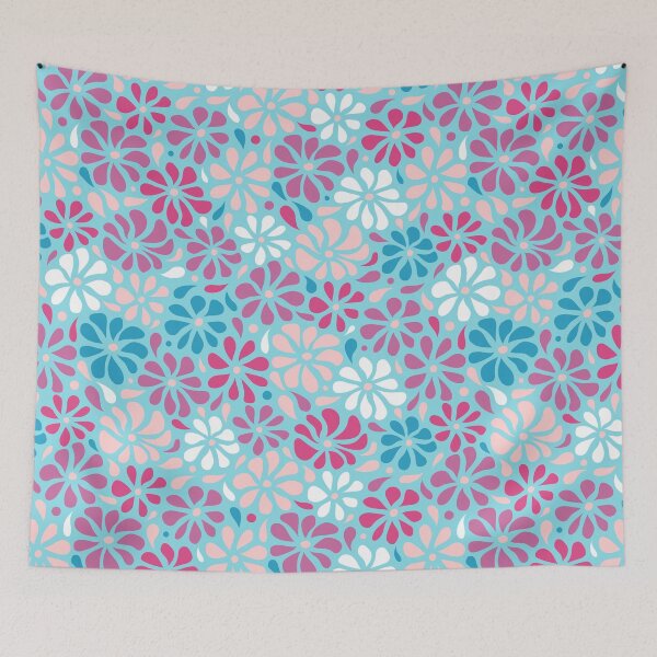 Item preview, Swirly Wildflowers Pattern Blue Geometric Flowers designed and sold by RihabPrint.