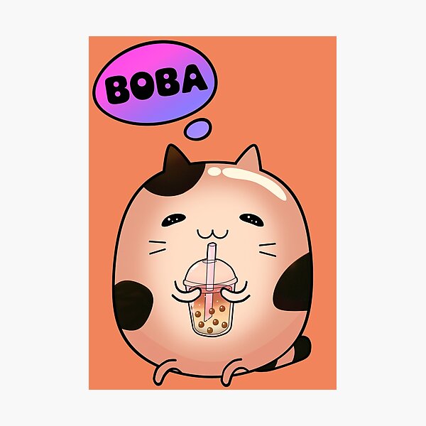 Item preview, Cat drinking boba milk thinking designed and sold by lazarosdesign.