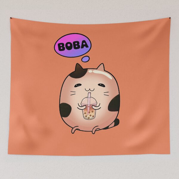 Item preview, Cat drinking boba milk thinking designed and sold by lazarosdesign.