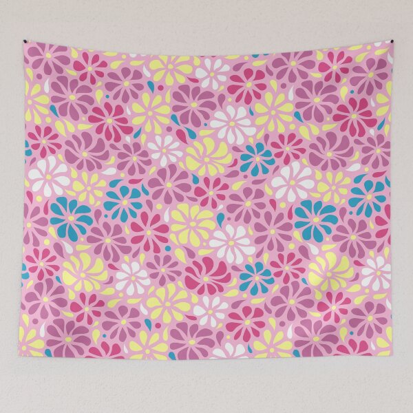 Item preview, Swirly Wildflowers Pattern Pink Geometric Flowers designed and sold by RihabPrint.